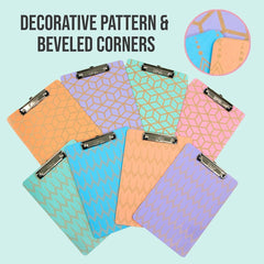 Standard Size Retro Honeycomb Hardboard Clipboard w/ Low Profile Clip - Random Color